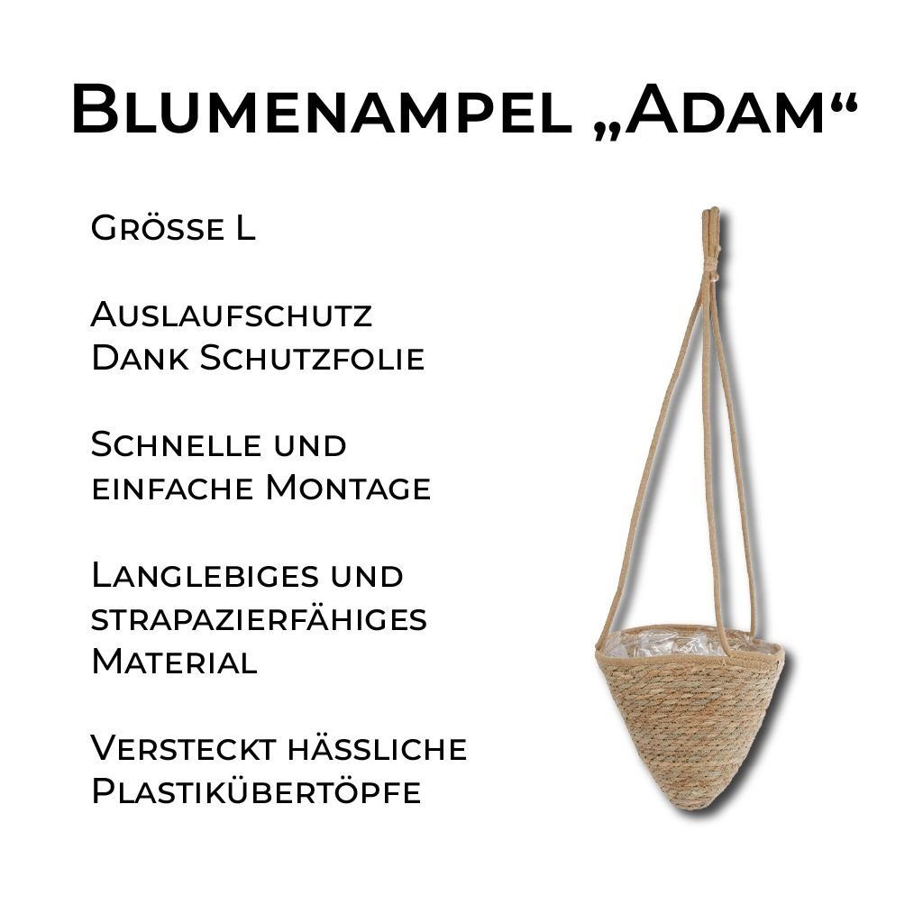 Rivanto Blumenampel Adam (1 St), unten Größe zulaufend, naturel Willow, nach konisch 26x26x25cm L