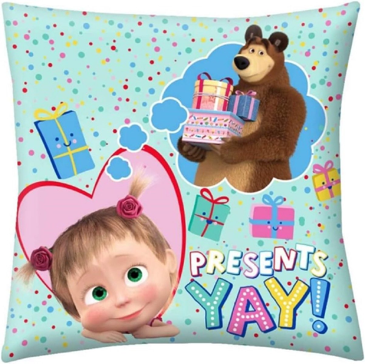 Masha and the bear Dekokissen Kuschelkissen 40 x 40 cm aus Polyester
