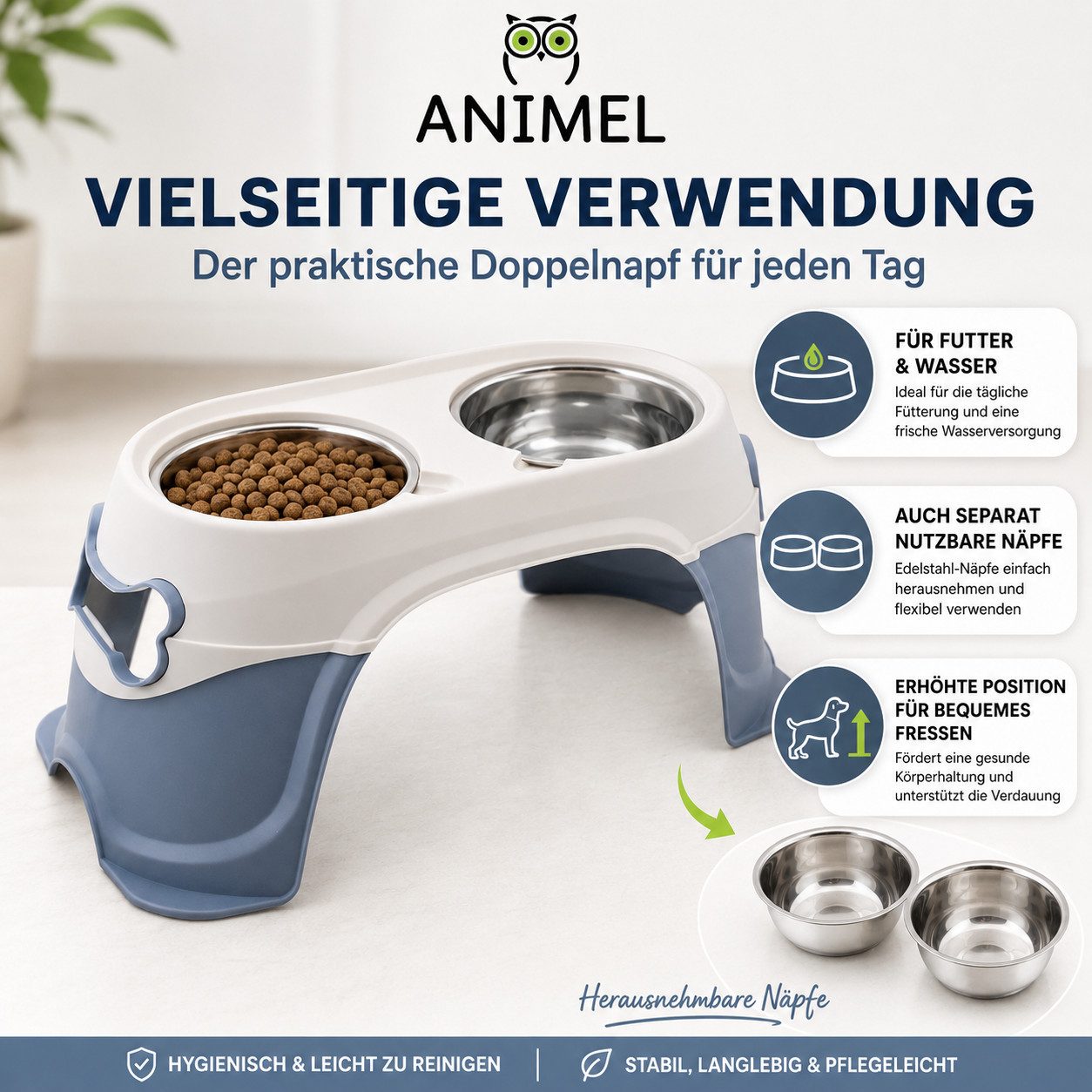 Animel Napf-Set Doppel Futterfressnapf von ANIMEL