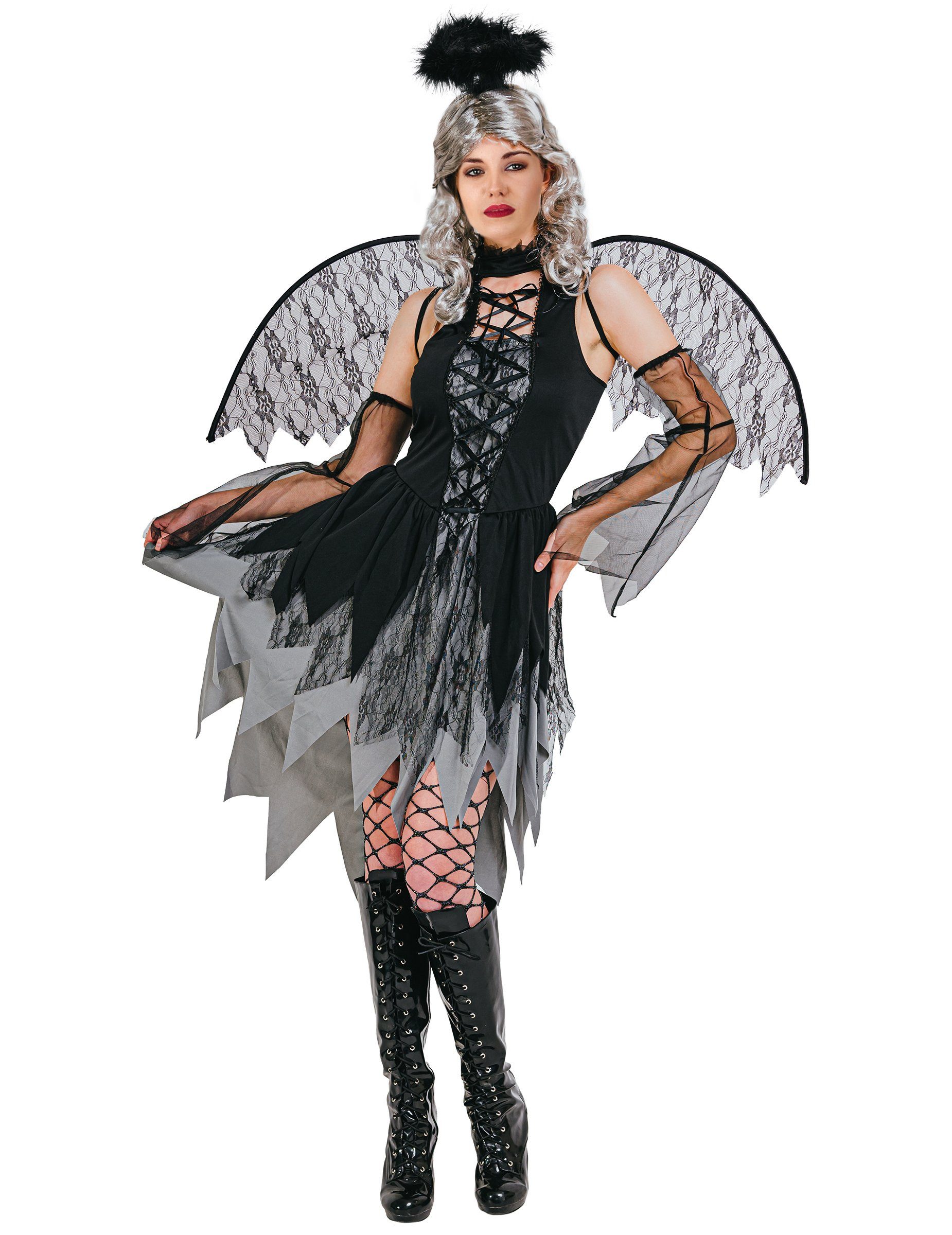 JADEO Engel-Kostüm Gothic-Engel-Kostüm Halloweenkostüm für Frauen schwarz