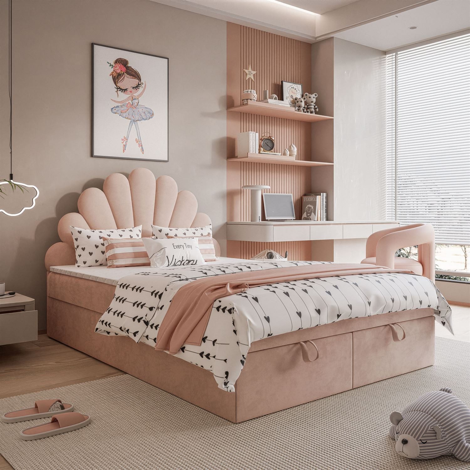 Lookway Boxspringbett ASHLEY Polsterbett mit Muschel-Kopfteil günstig online kaufen