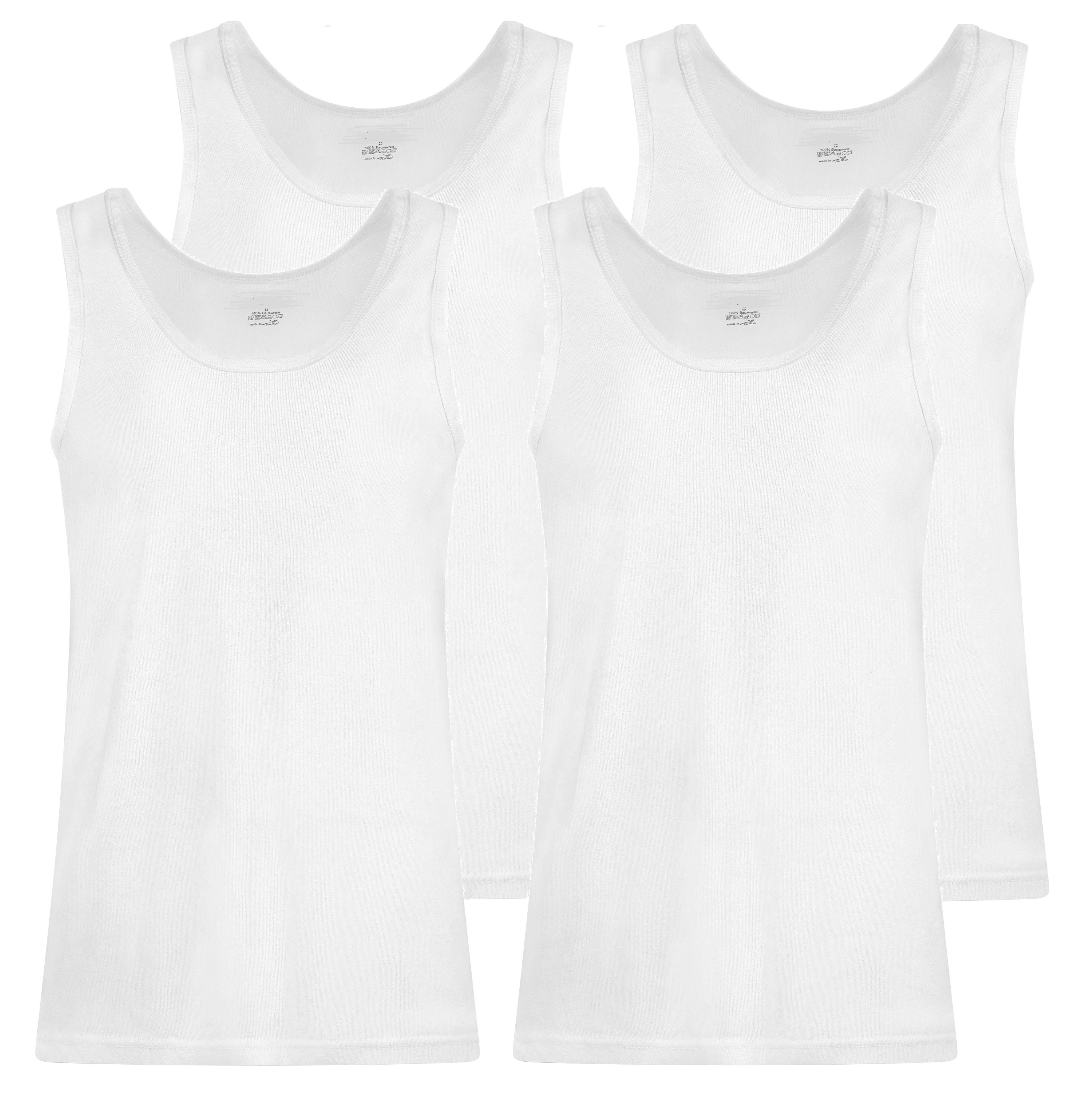 cwonlineshop Unterhemd Tank Top Achselshirt für Herren (Packung, Set, Spar-Pack, Spar-Packung, 4-St., 4er-Pack) Feinripp aus 100% Baumwolle Weiß | Ärmellose Unterhemden