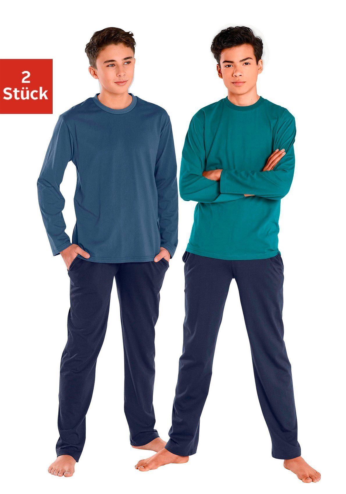 LE Pyjama 2 Stück) in (4 AUTHENTIC Basicfarben tlg., JOGGER