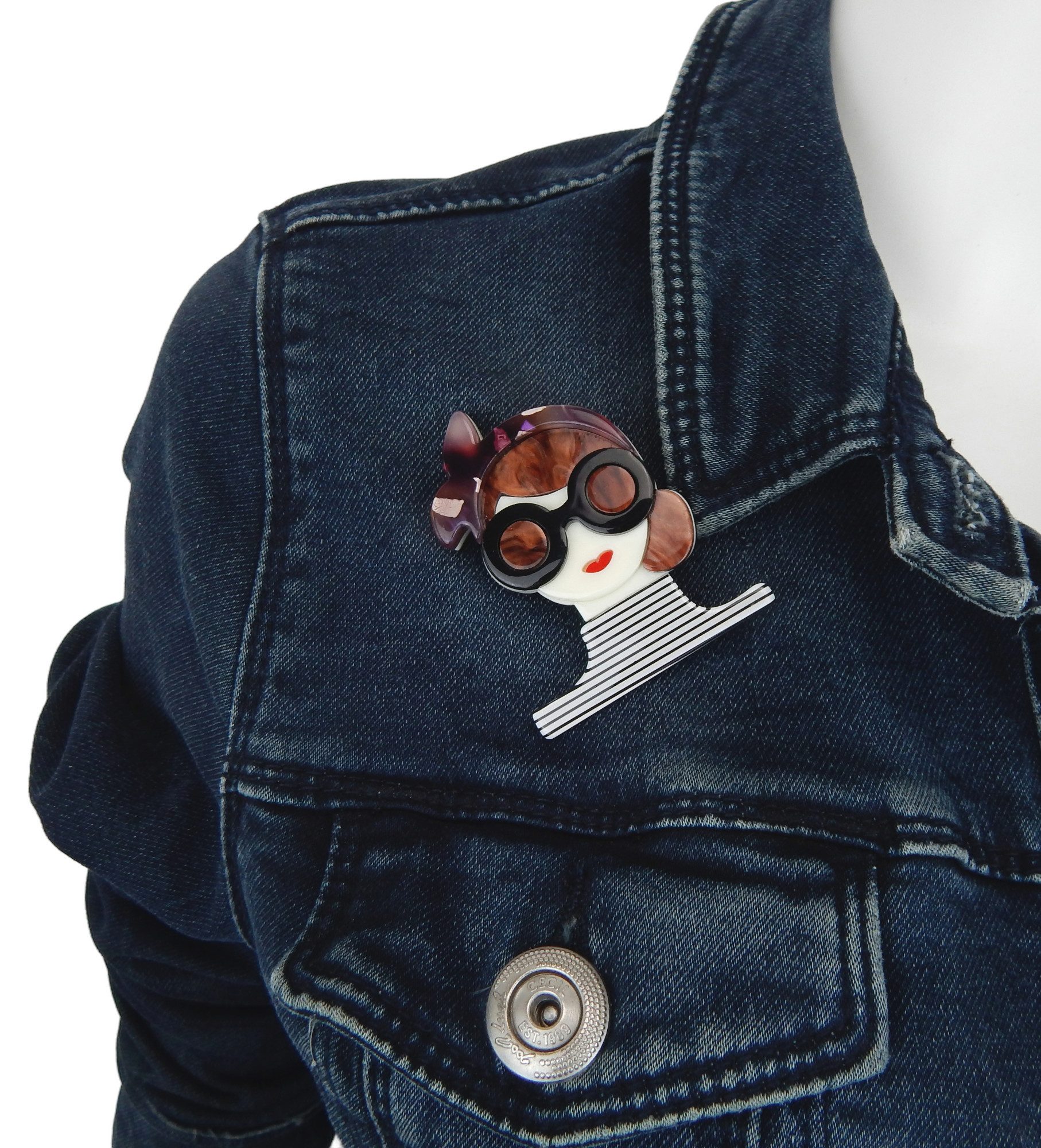 Ella Jonte Anstecknadel, Brosche Frau Rockabella 4 Farben Rot Gold Grün ode günstig online kaufen