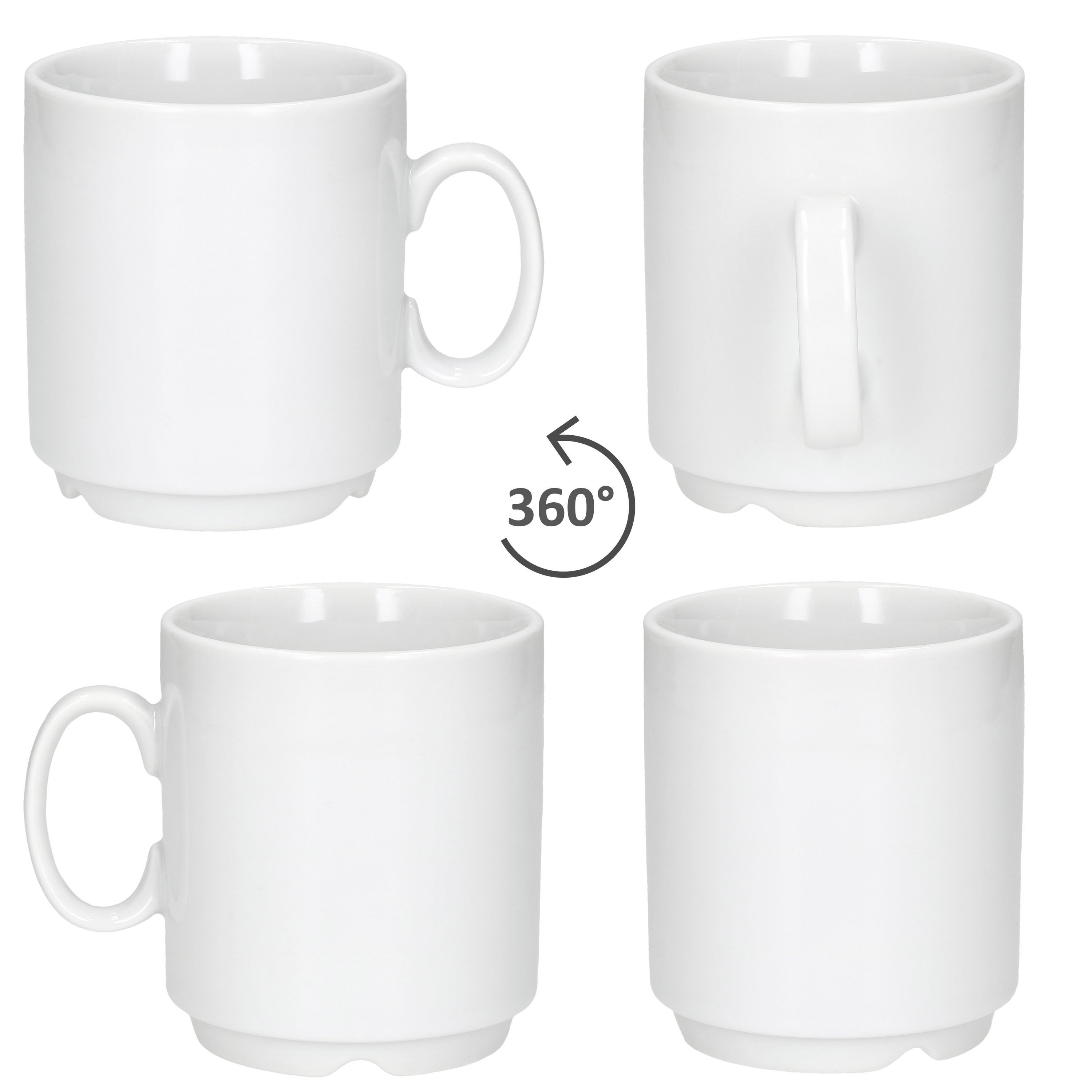 MamboCat Becher 24er Set Event Kaffeebecher 250ml weiß Porzellan-Tassen stapelbar, Porzellan – Bild 4 von 5