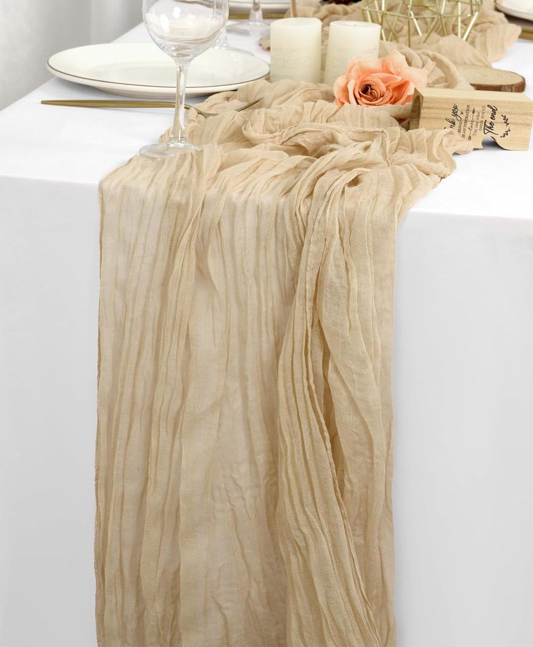 Zaewry Tischläufer Bali-Gaze mit Falten Tischdecke Bohemian Tabelle Flagge (1-tlg), 90 x 300 cm Romantische Tischdecke Dekoration
