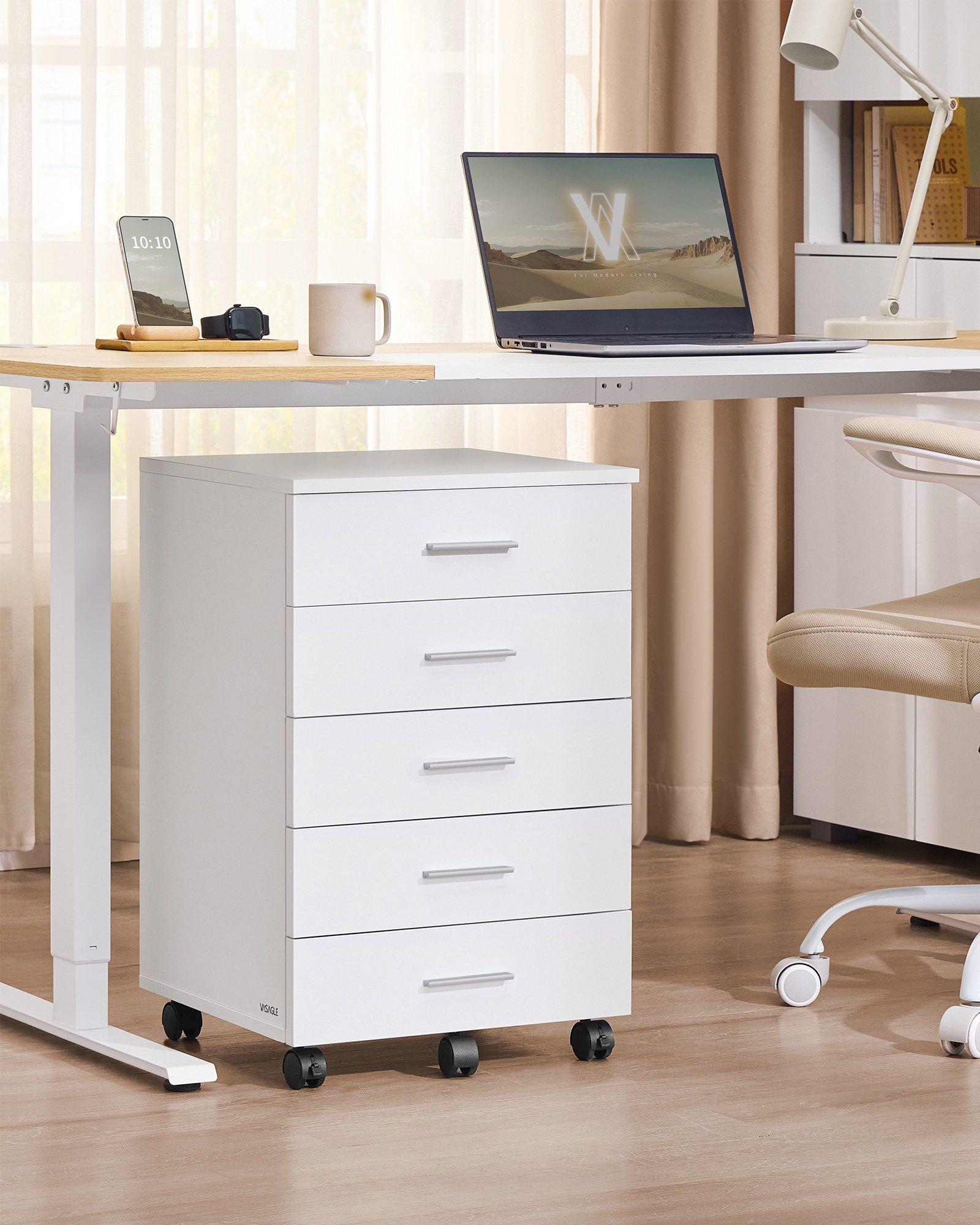 VASAGLE Rollcontainer mobiler Aktenschrank, Schubladenschrank, Druckerständ günstig online kaufen