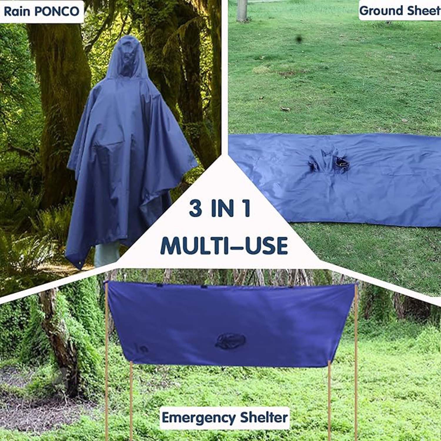 Coonoor Regenjacke Regencape mit Kapuze 3 in 1 Multifunktional Atmungsaktiv