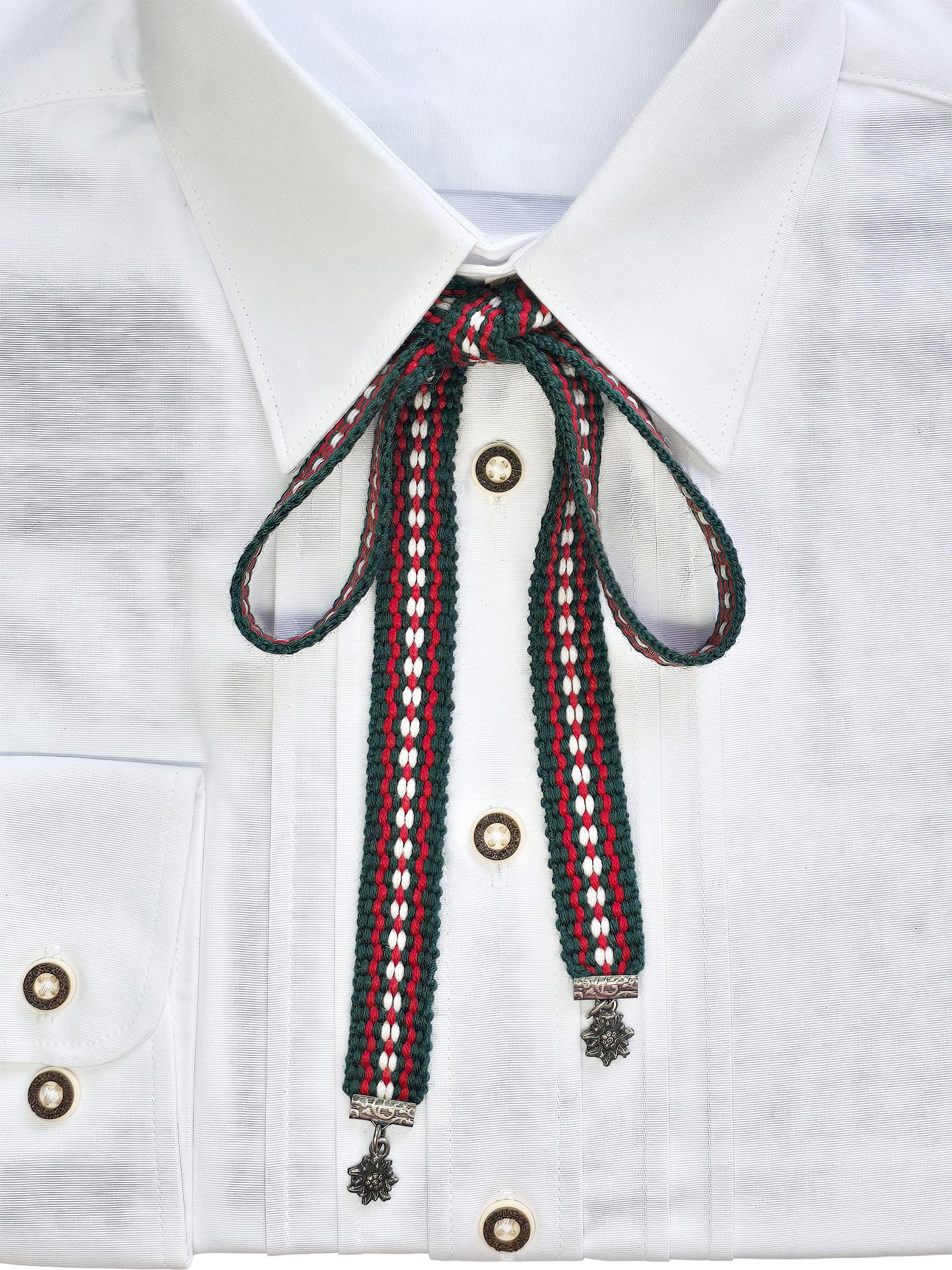 Moschen-Bayern Krawatte Trachtenband Trachtenbinder Trachtenkrawatte Krawatte Herren Blau Rot Metallschieber 100% Messing