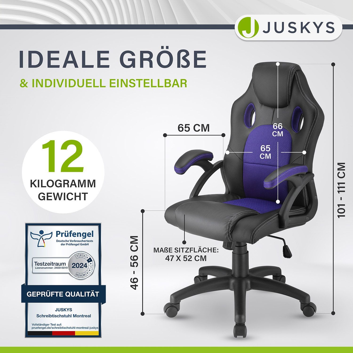 Juskys Gaming-Stuhl Montreal, Ergonomisch geformte Sitzfläche, günstig online kaufen