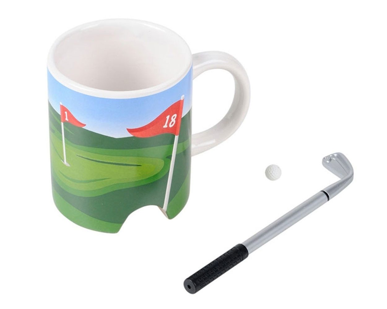 Winkee Becher Sport Kaffeebecher Golf, Keramik, ca. Ø 8 x 10 cm, für ca. 300 ml