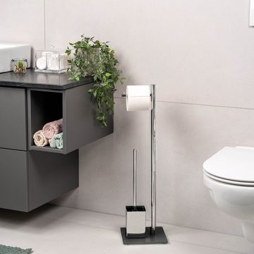 bremermann WC-Garnitur WC-Ständer, WC-Garnitur, WC-Bürste, Edelstahl rostfrei, Sicherheitsgl