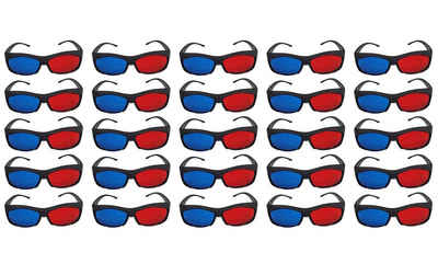 TPFNet 3D-Brille Anaglyphenbrille Rot/Cyan 3D Brille zum Ansehen von Filmen, 3D Kino Brille - Material: Kunststoff - Farbe: Schwarz - 25 Stück