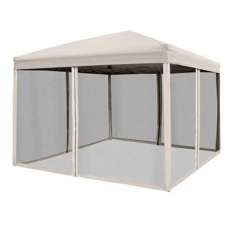 Outsunny Faltpavillon Faltzelt mit Seitenwänden inkl. Tragetasche, Stahl+Oxford, Beige, mit 4 Seitenteilen, (Set, mit Seitenwänden inkl. Tragetasche), L297 x B297 x H255 cm