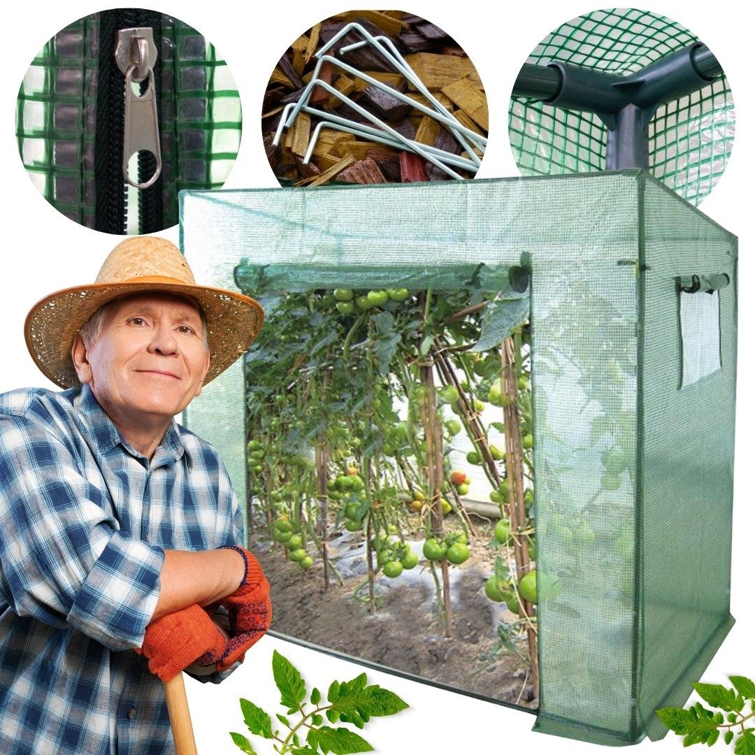Sarcia.eu Tomatengewächshaus Grünes Gartengewächshaus für Tomaten 200x80x170/148 cm