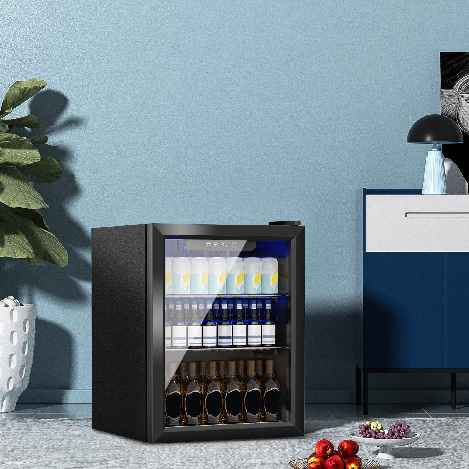 DollarDash Getränkekühlschrank JC-48-F, 57.5 cm hoch, 41.5 cm breit, LED-Leuchte, Hochentwickelte Temperatursteuerung, Energieeffizient