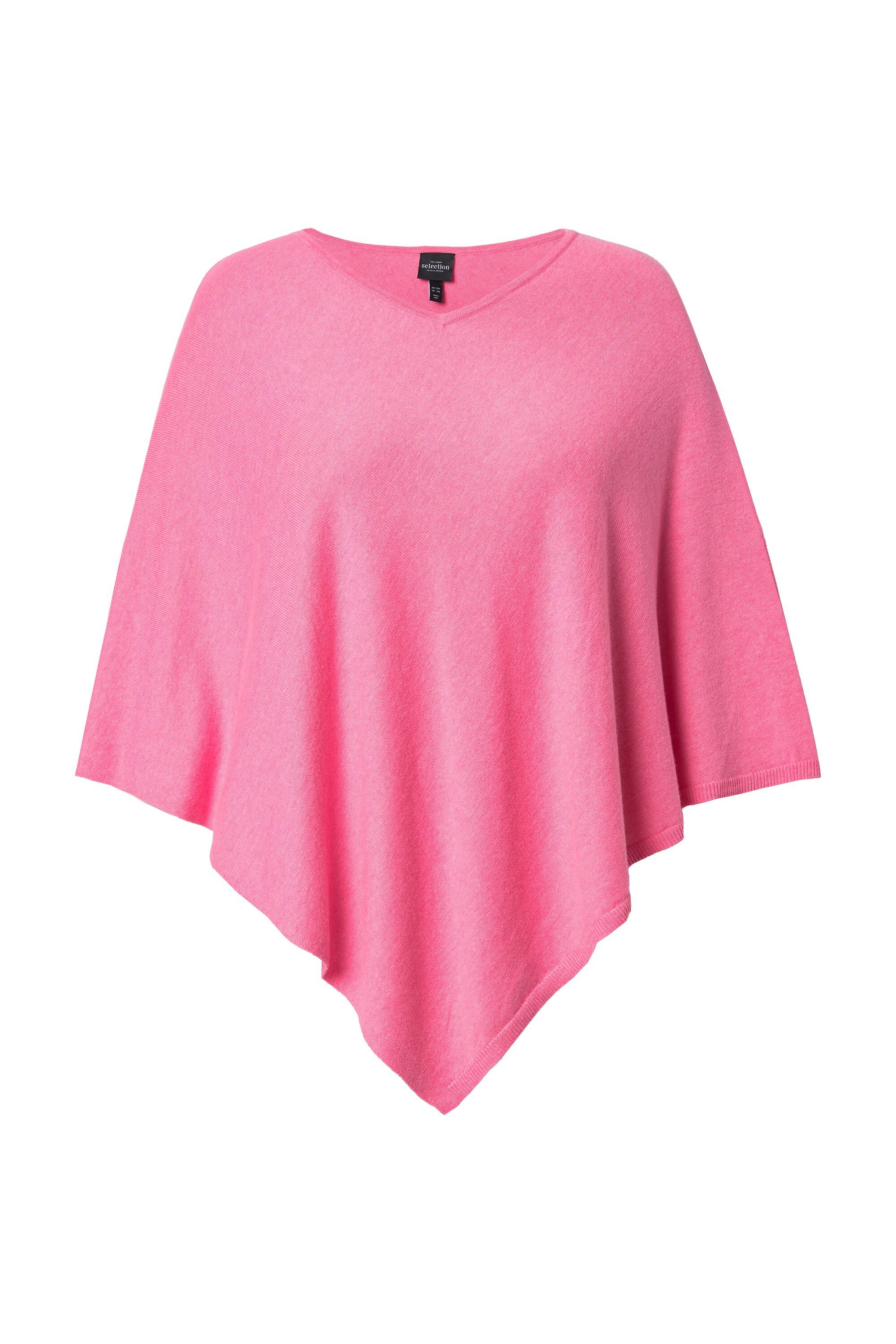 Ulla Popken Strickpullover Strickponcho Wollmischung V-Ausschnitt Zipfelsaum