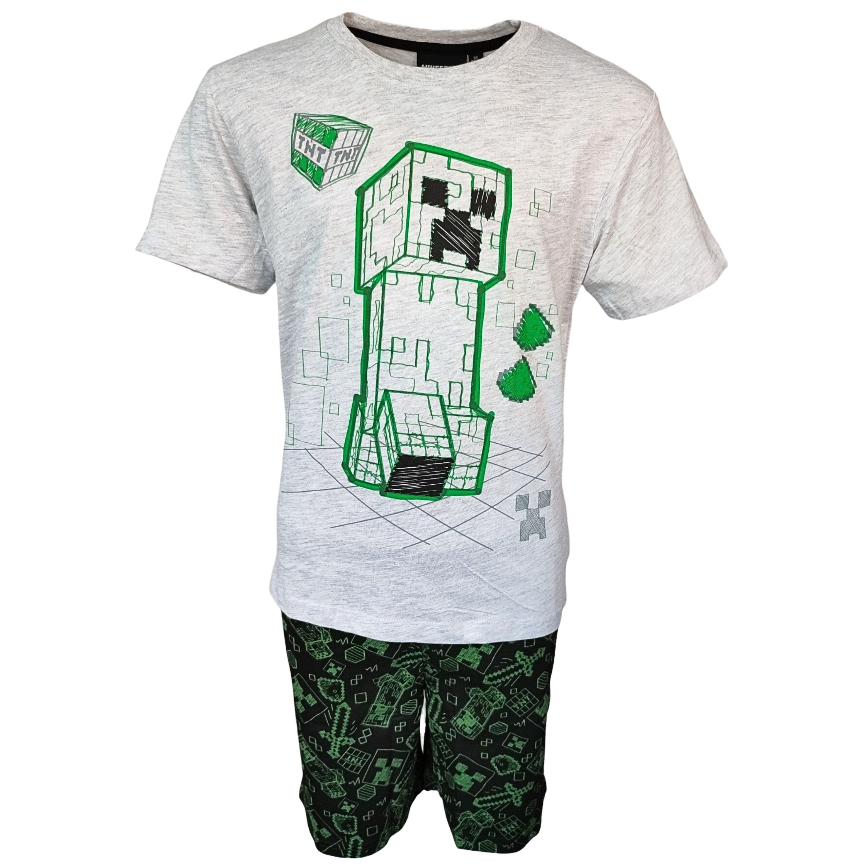 Minecraft Schlafanzug Creeper (2 tlg) Jungen Pyjama Set kurz - Kinder Shorty Gr. 116-152 cm
