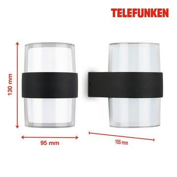 Telefunken LED Außen-Wandleuchte 320405TF, LED fest verbaut, Wand Außenleuchte IP44 4000K 800lm 8W schwarz