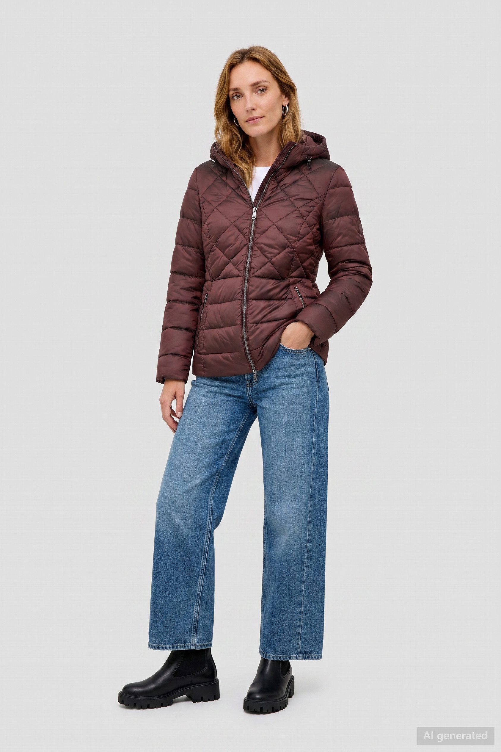 Barbara Lebek Steppjacke warme Damenjacke oder Herbstjacke mit abnehmbarer Kapuze