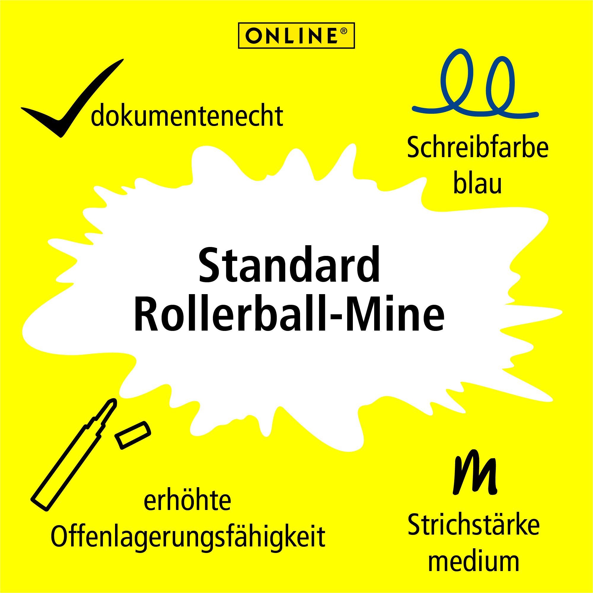Online Pen Tintenroller dokumentenecht, hergestellt Blau Mine, Rollerball Standard-Tintenroller, Deutschland für in