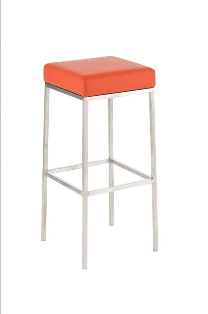 TPFLiving Barhocker Montana-E5 (mit Fußstütze und hochwertiger Polsterung - Hocker für Theke & Küche), Gestell Edelstahl - Thekenhocker - Sitzfläche: Kunstleder Orange