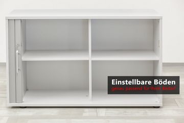 bümö Aktenschrank Rollladenschrank office - 2 Ordnerhöhen Dekor: Nussbaum/Silber - Griffe: Streifengriff (Kunststoff)