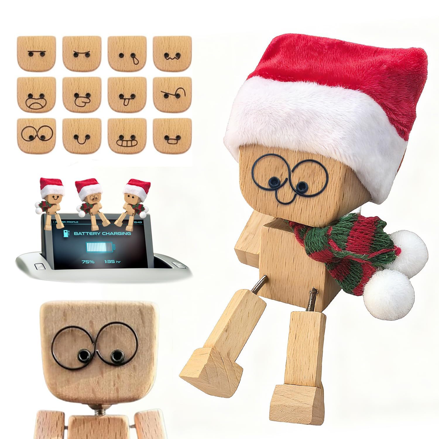 REDOM Dekofigur Auto Deko Holz Wackelfigur lustige Wackelpuppe Armaturenbre günstig online kaufen