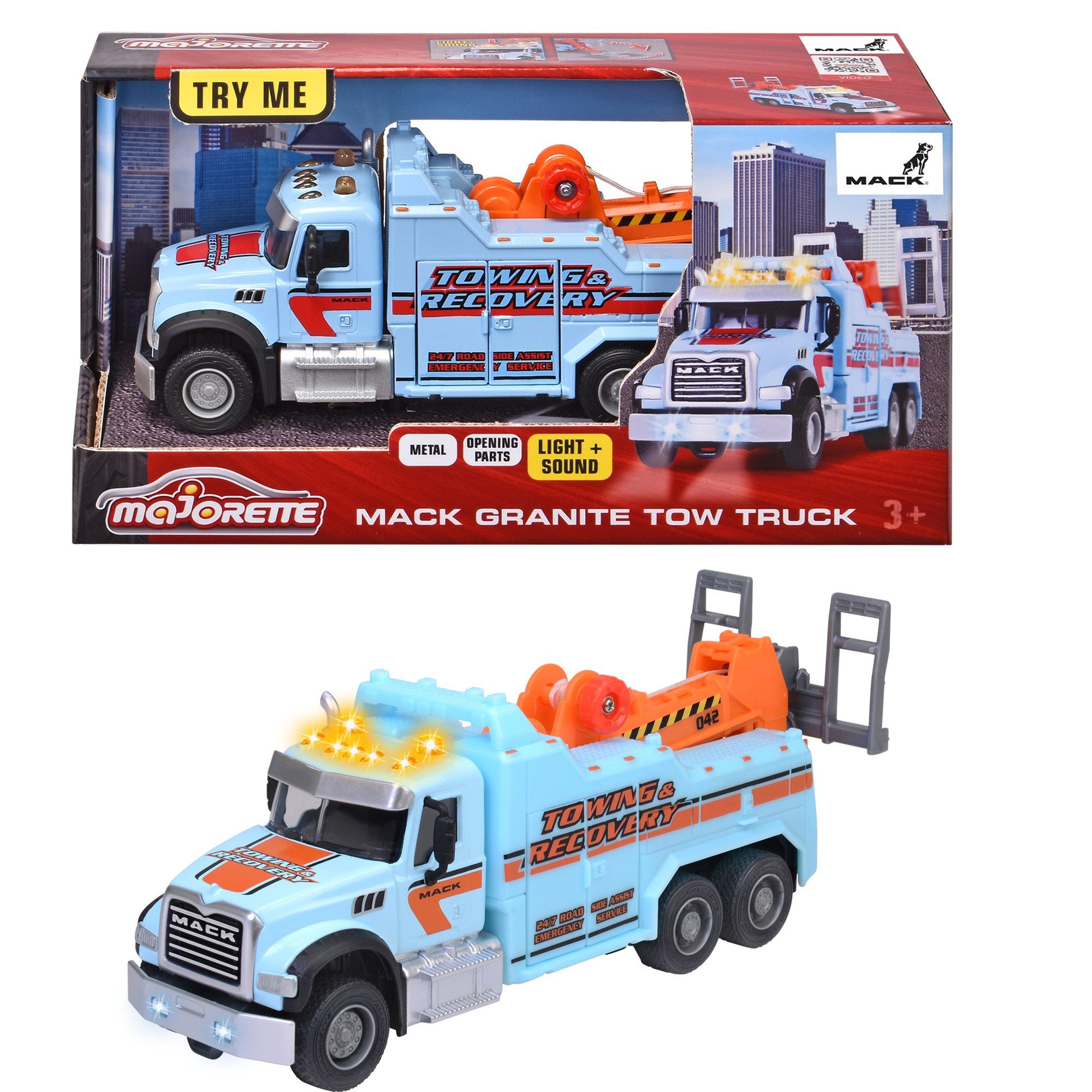 majORETTE Spielzeug-Auto Mack Granite Abschleppwagen