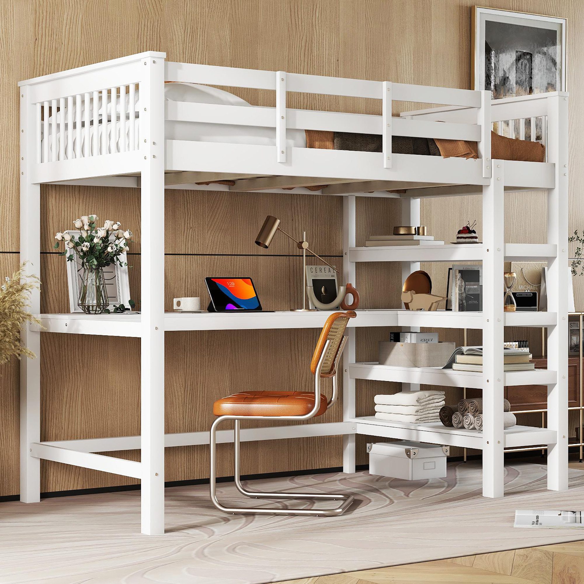 OKWISH Bett Stauraumbett Funktionsbett Hochbett, Betten günstig online kaufen