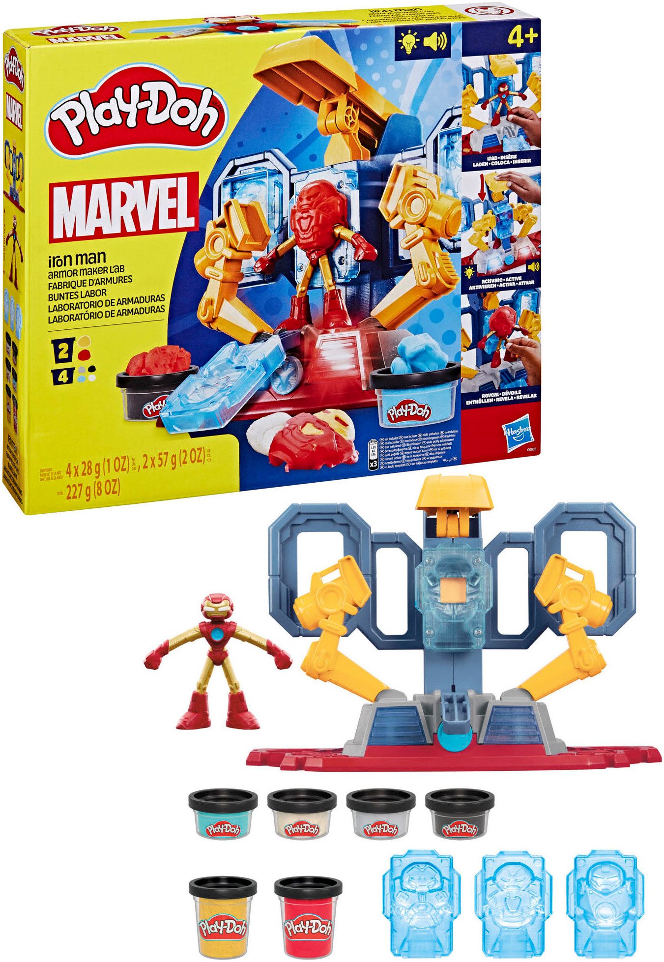 Hasbro Knete Play-Doh, Marvel Iron Man Buntes Labor, mit Licht und Sound