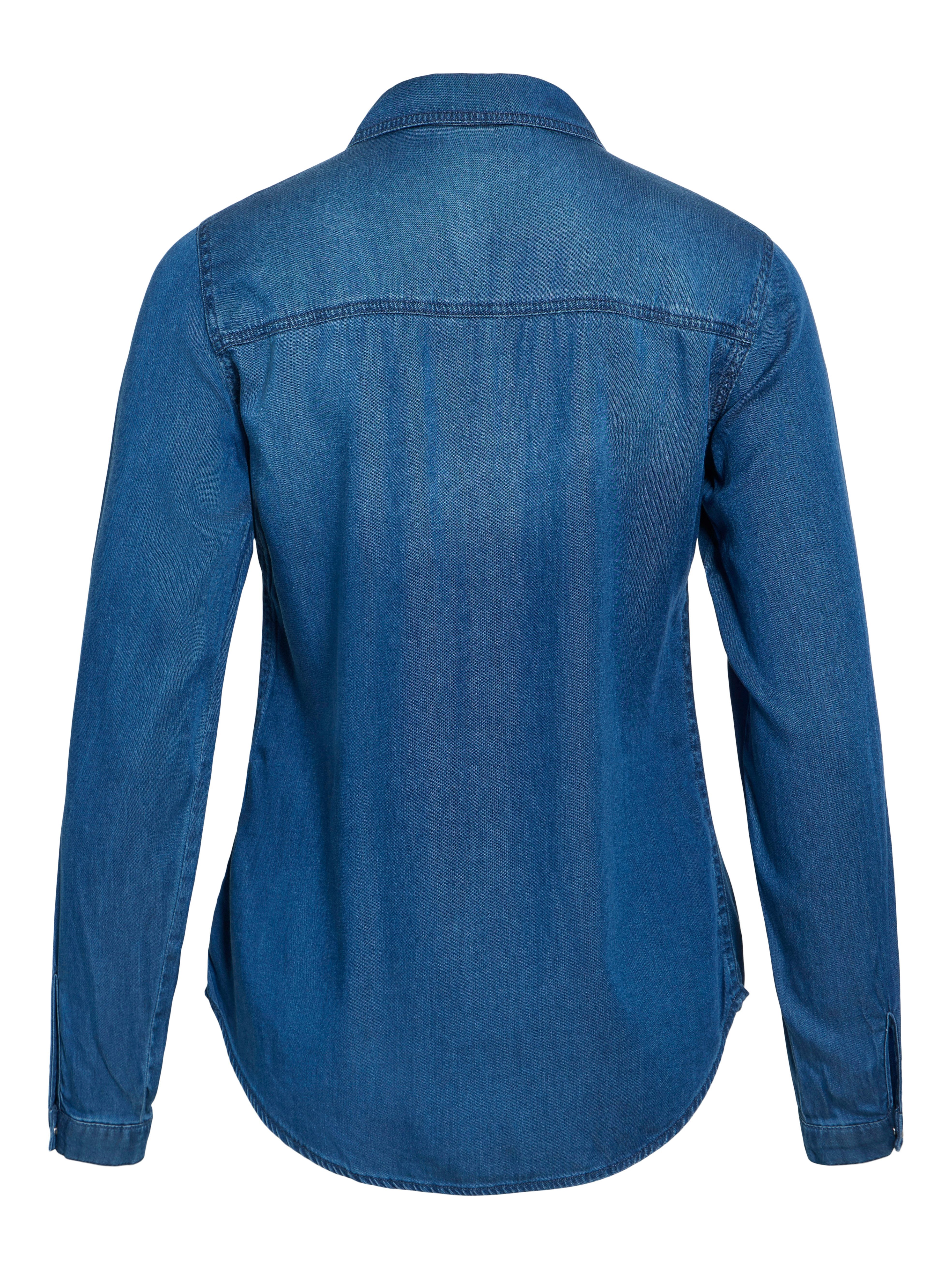 Vila Jeansbluse VIBISTA in leichter Used-Waschung