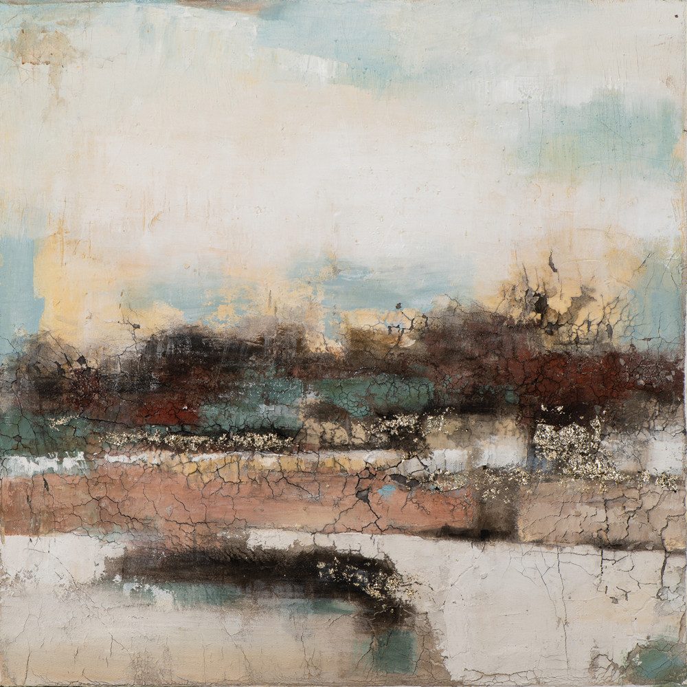ArtUniverse Gemälde Leinwandbild Abstrakt In Natur Mit Goldakzenten 100 x 100 cm, Abstrakt