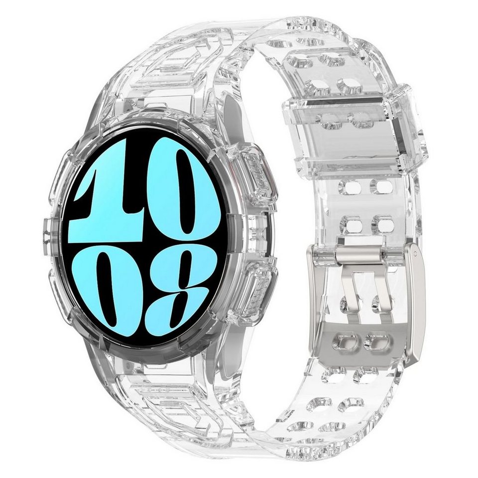 Wigento Smartwatch-Armband Für Samsung Galaxy Watch 6 44mm Armband mit  Gehäuse Schutz Transparent