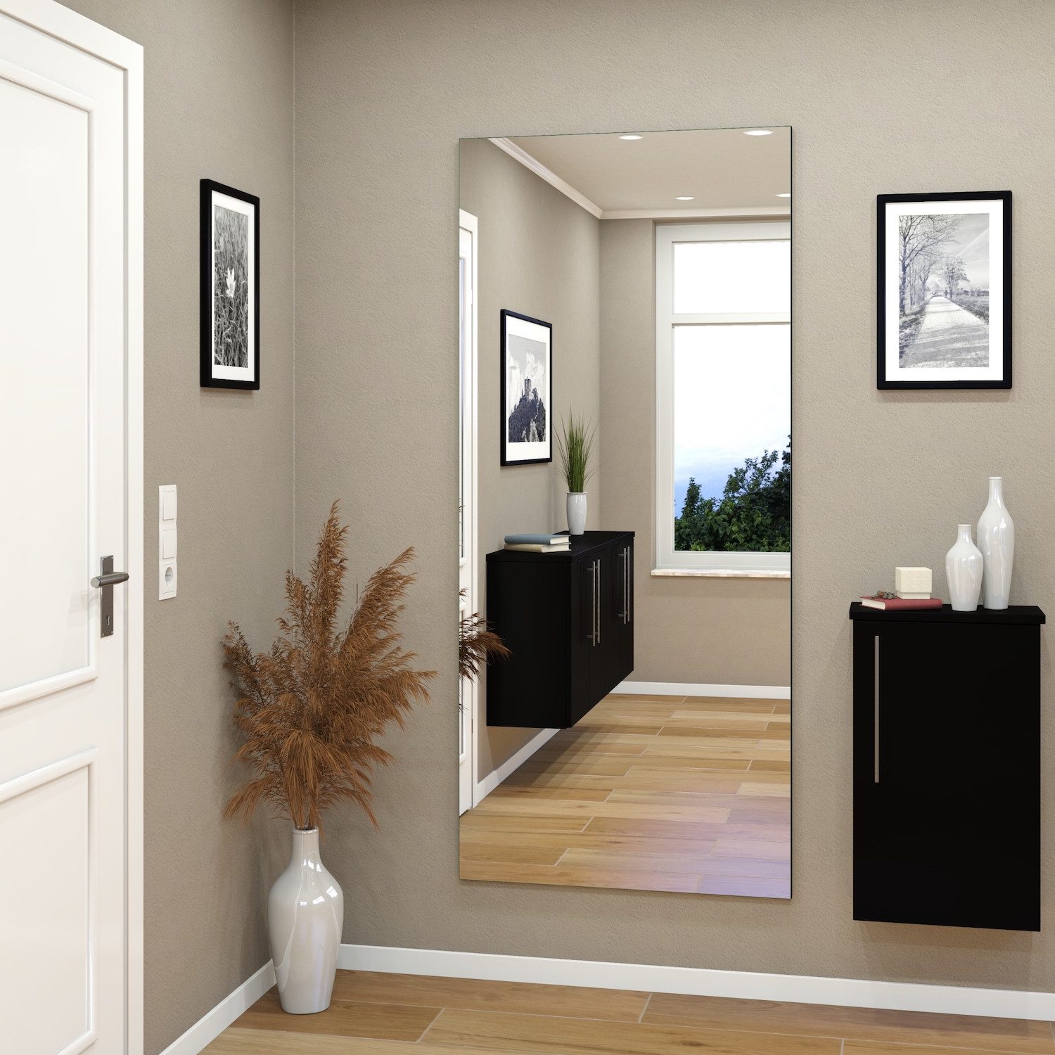 MySpiegel.de Wandspiegel Spiegelwand auf Holz - Rechteckig günstig online kaufen