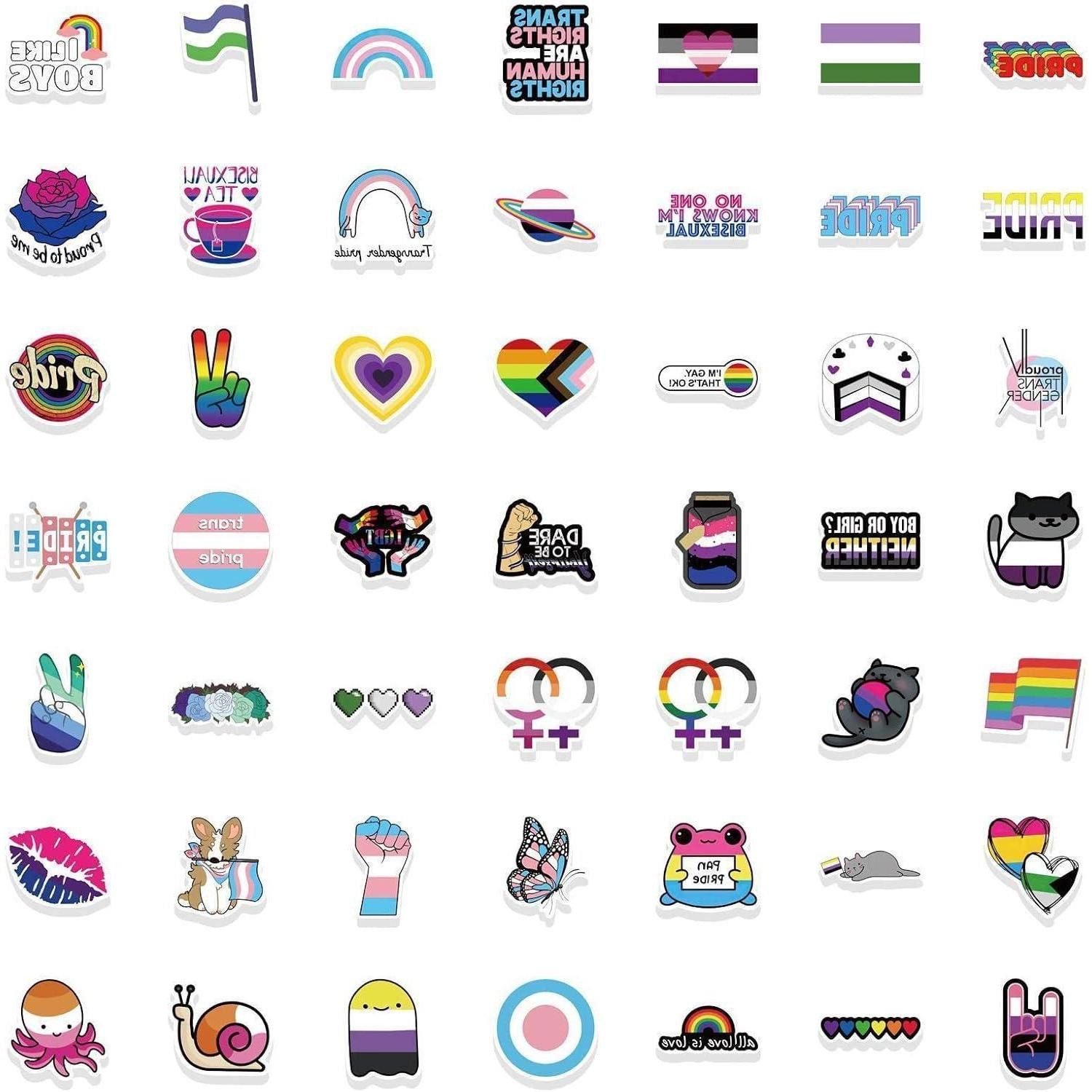 LuxusKollektion Aufkleber Aufkleber 100 Stück LGBT Rainbow Vinyl wasserdicht Laptop Gay Pride