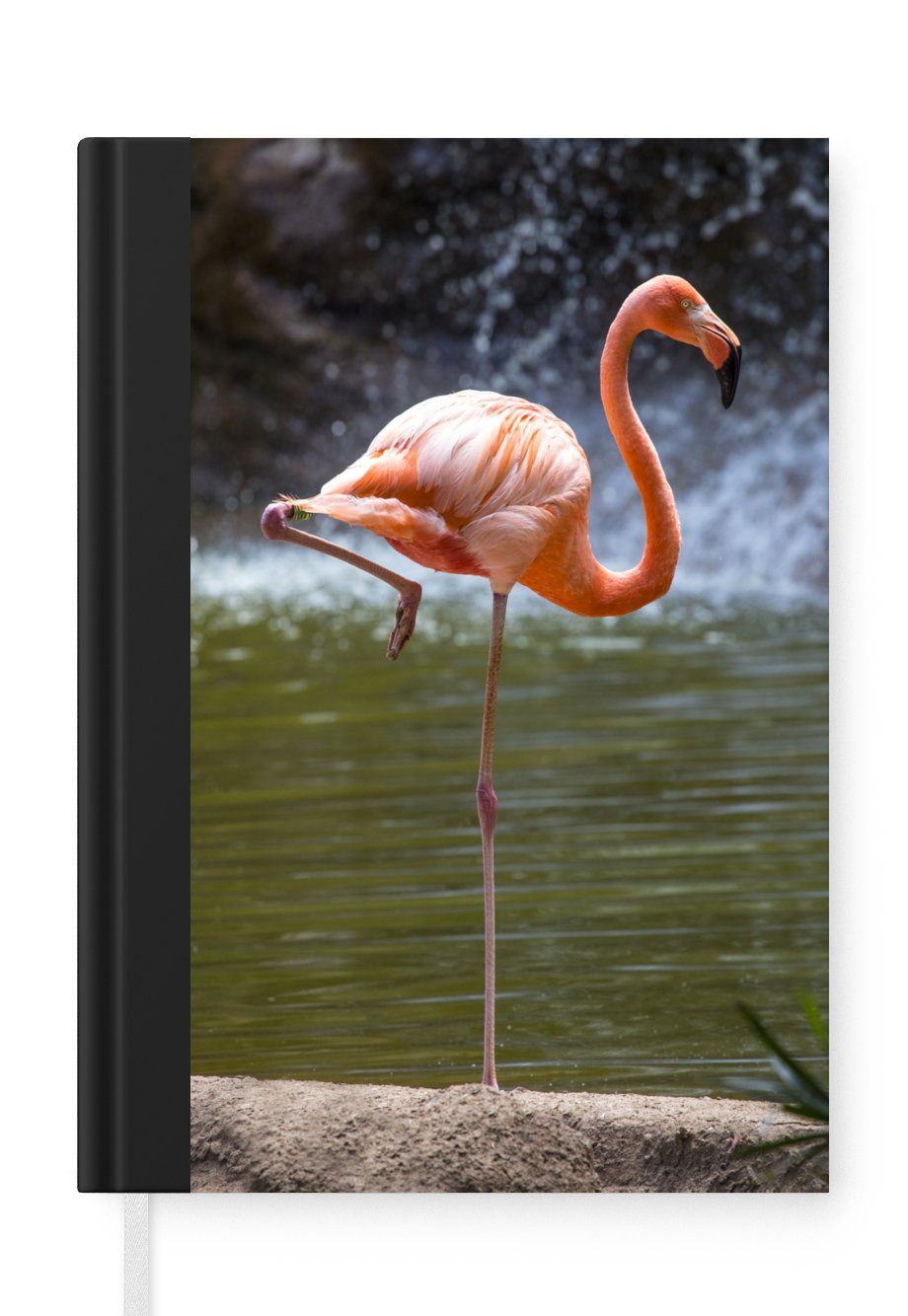 MuchoWow Notizbuch Ein Flamingo steht im Wasser, Journal, Merkzettel, Tagebuch, Notizheft, A5, 98 Seiten, Haushaltsbuch | Notizbücher