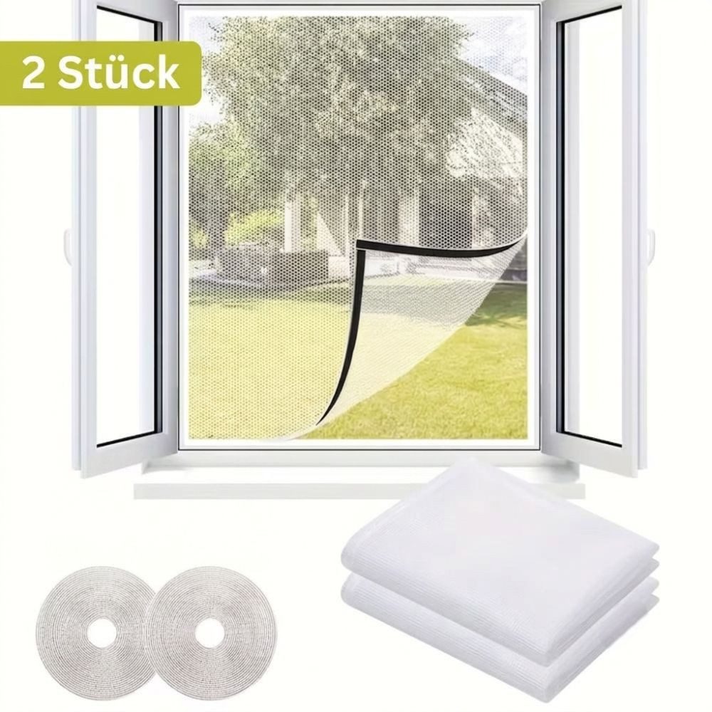 LIVINO Fliegengitter-Gewebe 2er Fliegengitter Fenster 130x150cm Weiß zuschneidbar ohne Bohren, (Mehrteiliges Fenster Netz Set, 2 Stück Fliegengitter Set), Selbstklebend, transparent, zuschneidbar, luftdurchlässig