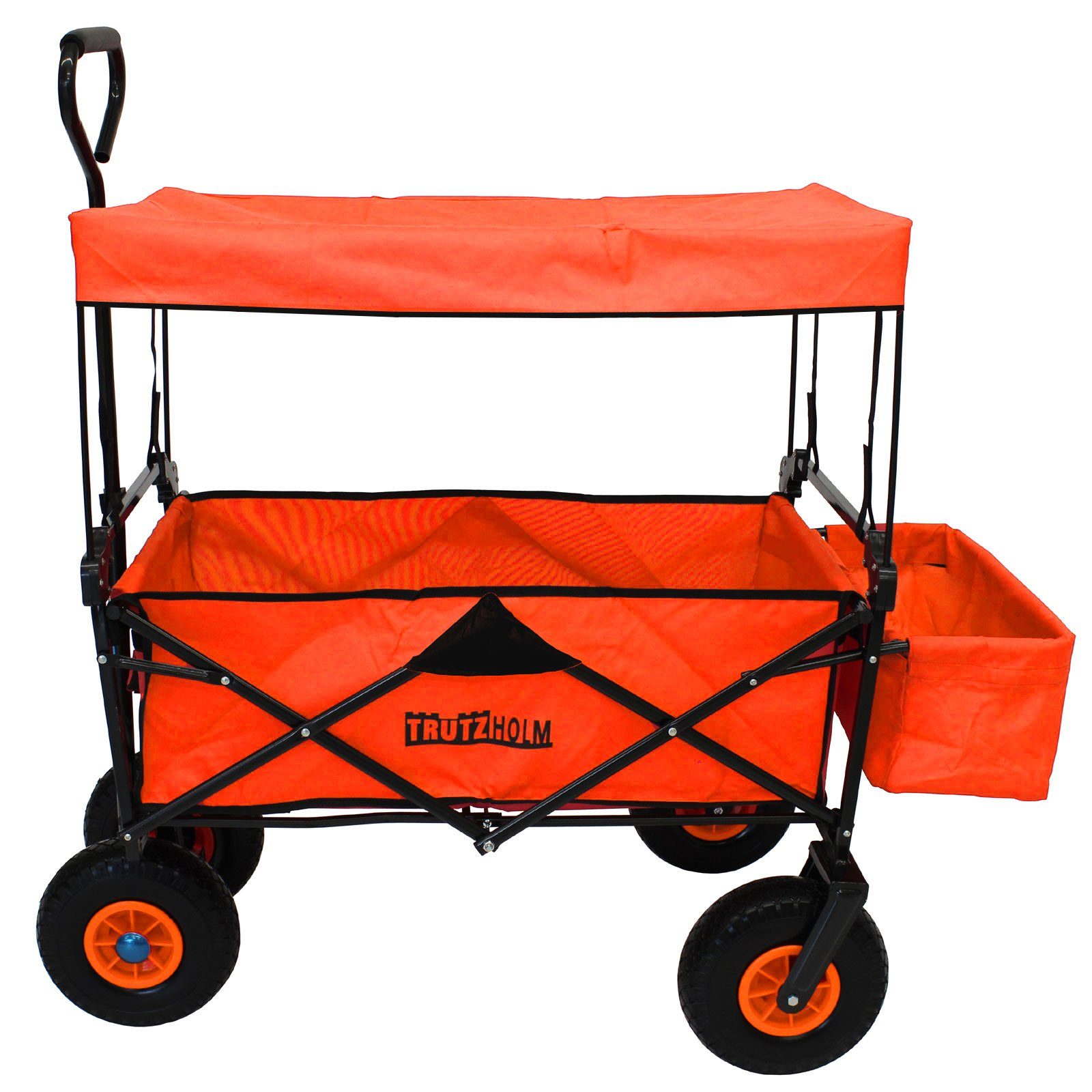 TRUTZHOLM Bollerwagen faltbar mit Dach, Vollgummi-Räder, Hecktasche und Teleskopgriff
