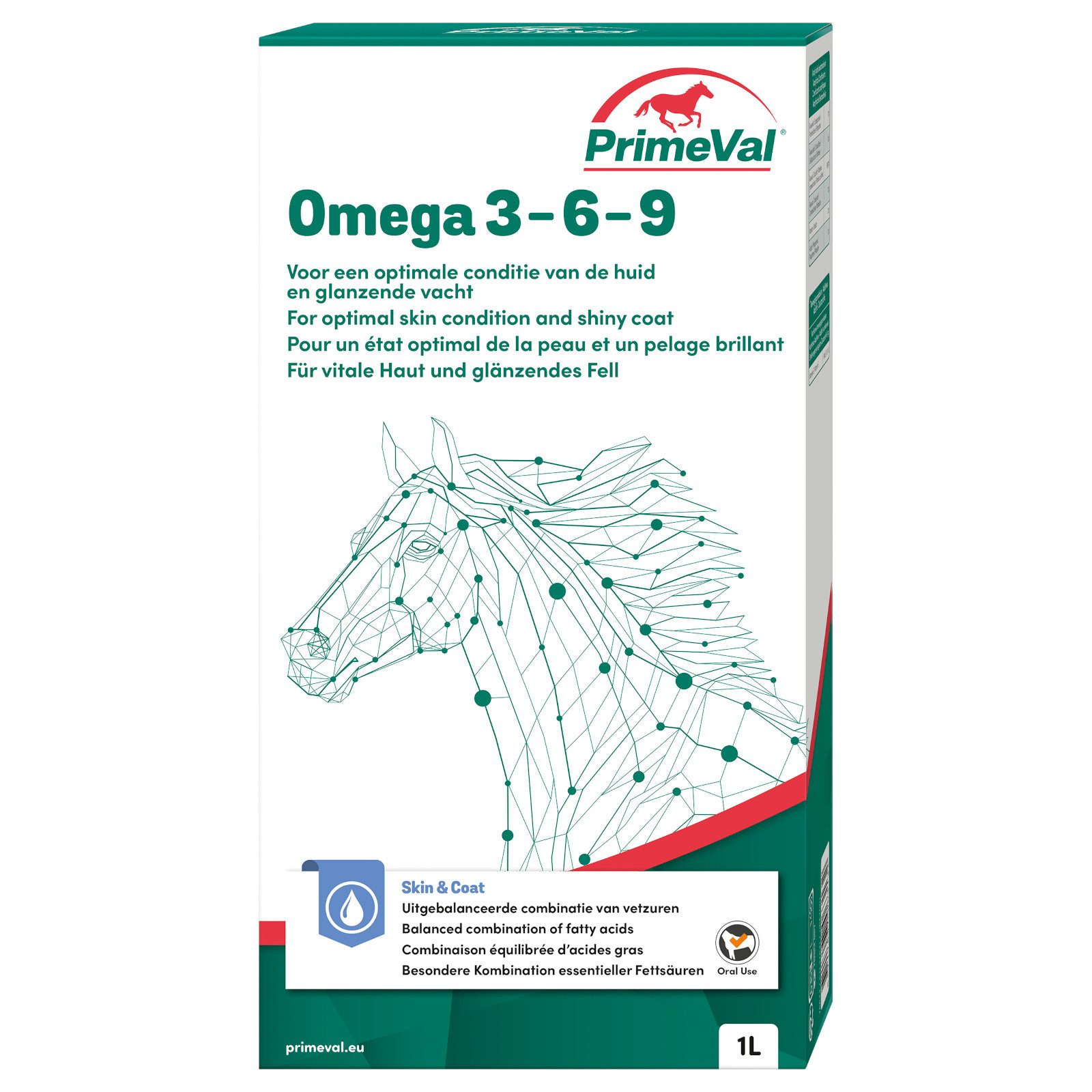 PrimeVal Omega 3-6-9 für Pferde, Für gesunde Haut und glänzendes Fell, 1 Liter