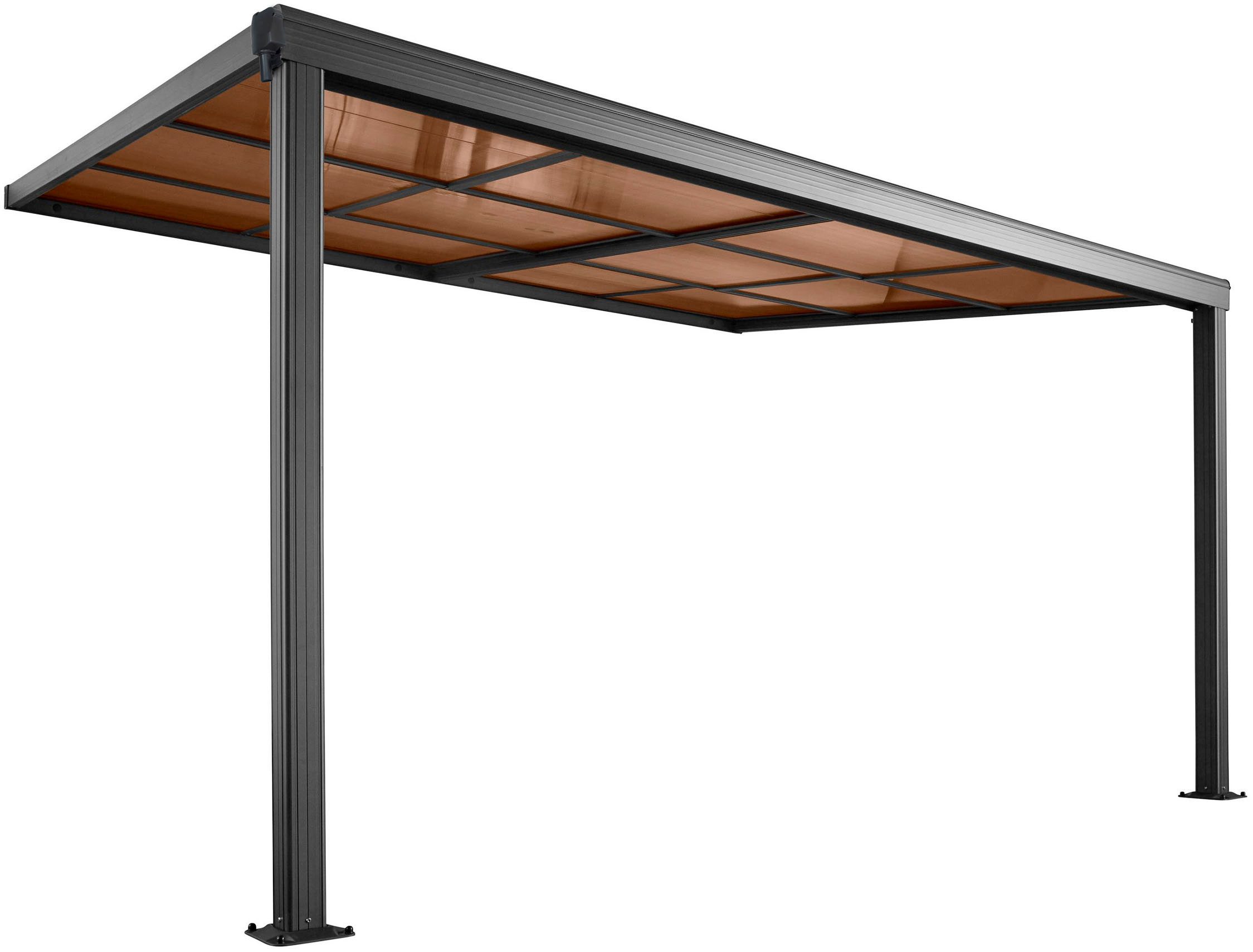 KONIFERA patio roof, WxL: 400x300 cm, roofing made of twin-wall polycarbonate sheets, WxL: 400x300 cm