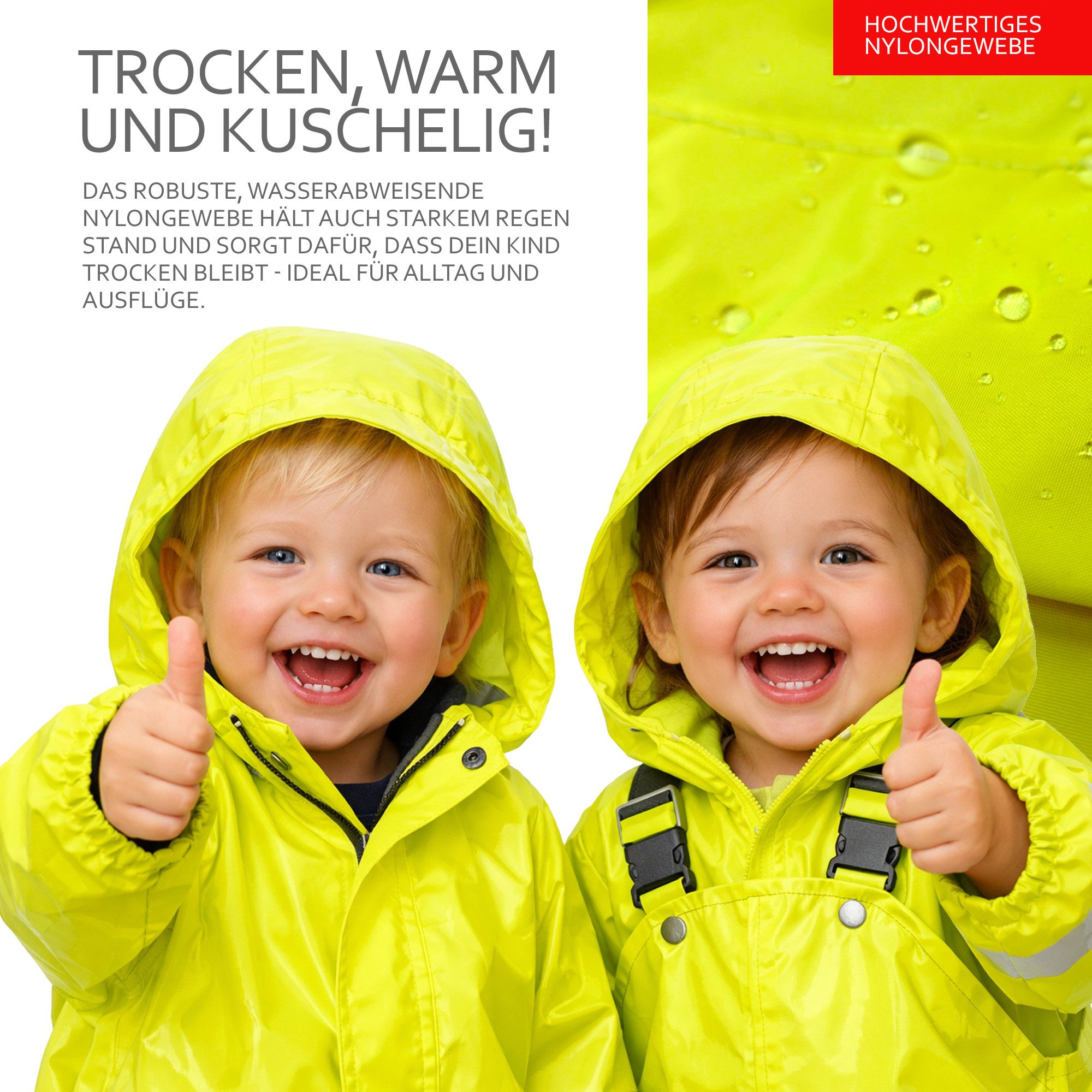 BambiniWelt by Rafael K. Fahrradkindersitz Regencape Regenponcho für Kinderfahrradsitz Reflektorstreifen, Kinderhelm passt unter die Kapuze