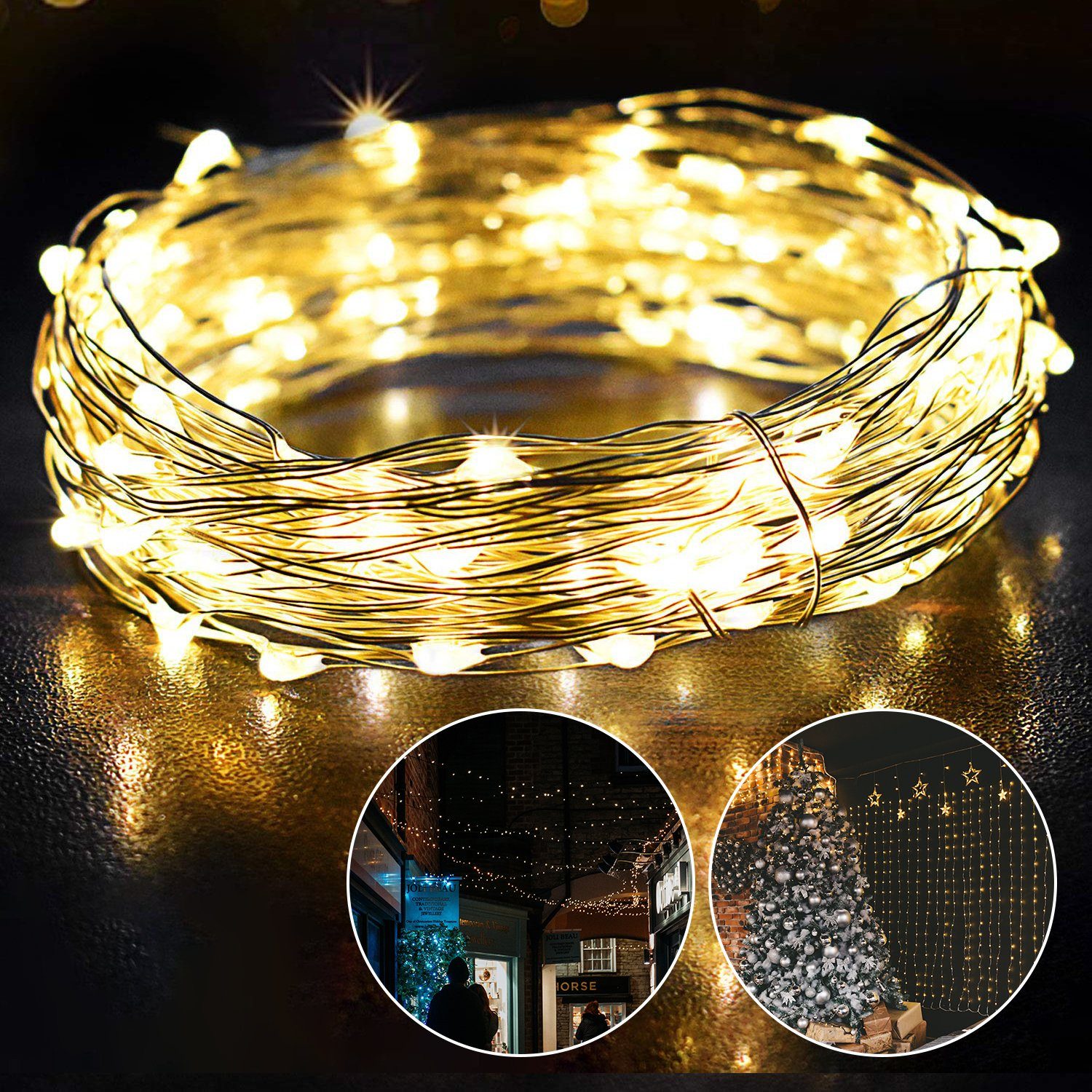 LED Solarleuchte 10m Solar-Lichterketten LED-Lichterkette Außenbeleuchtung