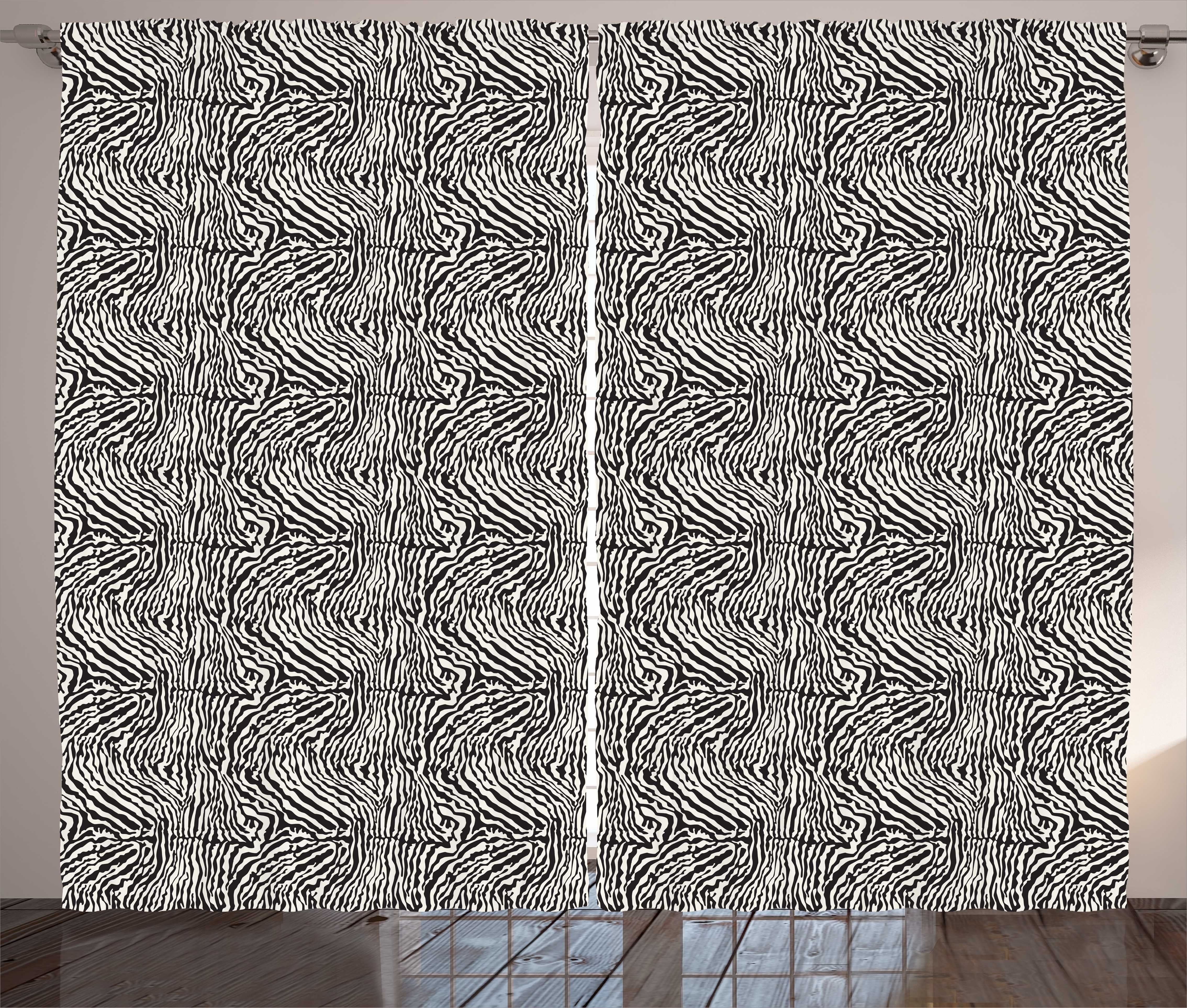 Gardine Schlafzimmer Kräuselband Vorhang mit Schlaufen und Haken, Abakuhaus, Zebra-Druck Kunst Ringel-Haut-Muster