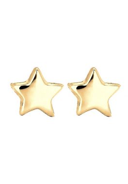 Elli Premium Paar Ohrstecker Sterne Stern Astro Trend Star 585 Gelbgold