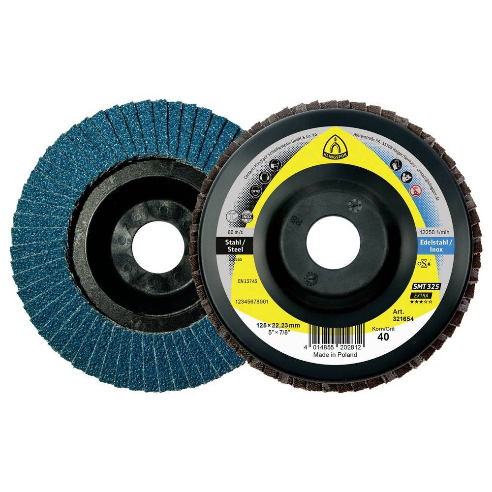 Klingspor Schleifaufsatz SMT 325 Schleifmopteller, 125 x 22,23 mm Korn 40 gerade Durchmesser