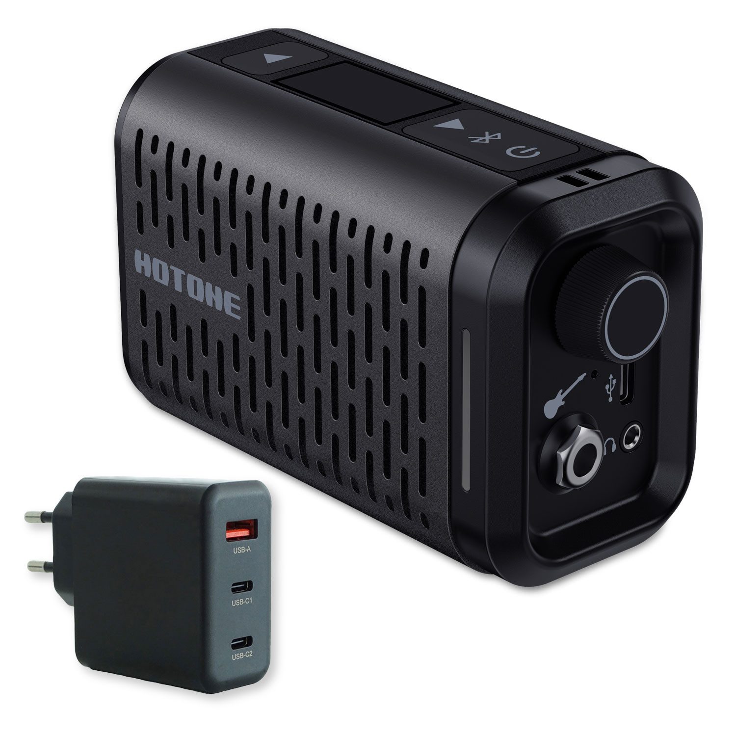 Hotone Hotone Gitarren-Verstärker AP-5BK Pulze Mini mit Ladegerät Verstärker (Anzahl Kanäle: 1, 5 W, Vorteils-Set mit Ladegerät)
