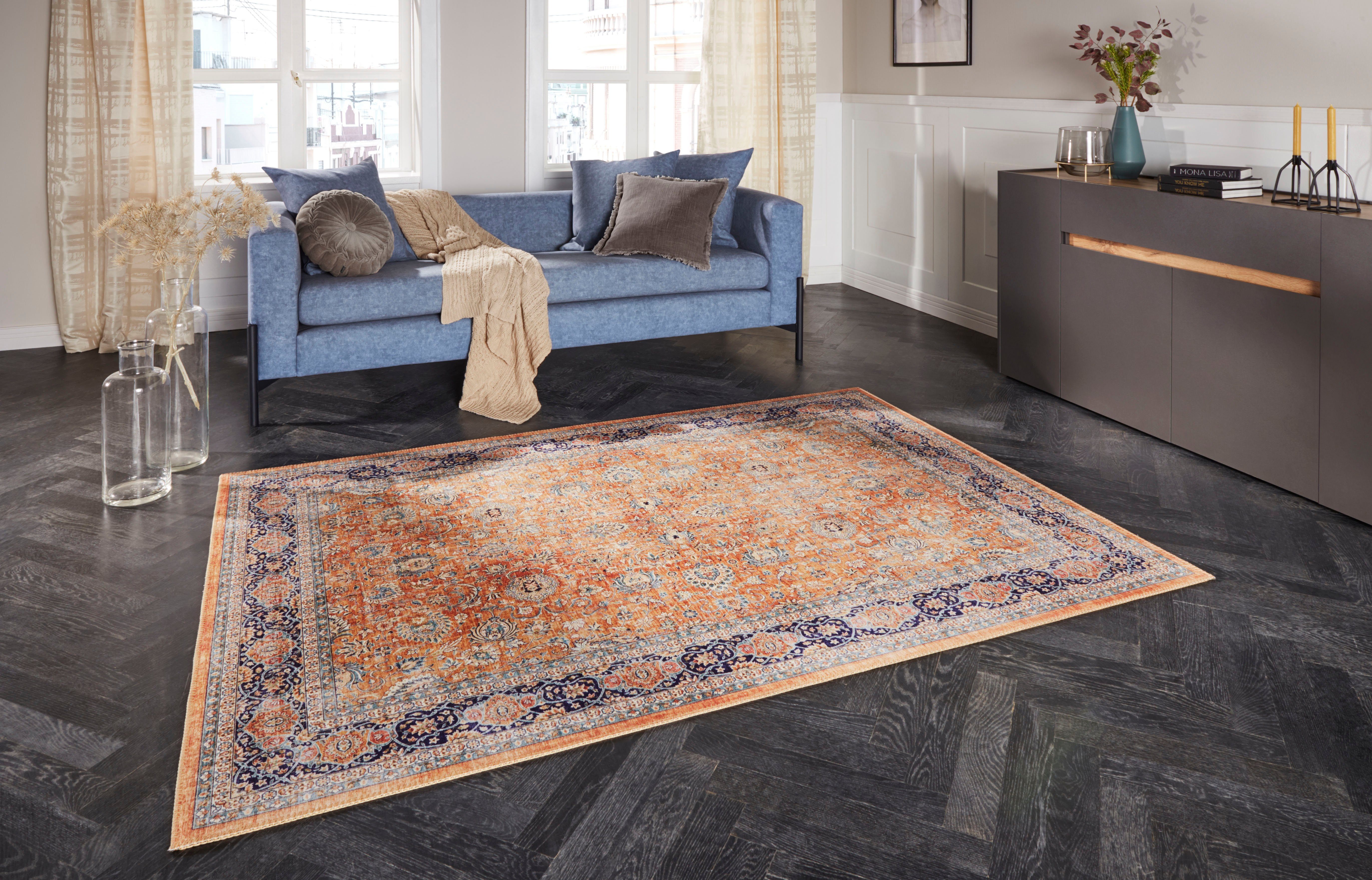 ELLE DECORATION Teppich Keshan Maschad, rechteckig, Höhe: 5 mm, Orientalisch, Läufer, Kurzflor, Vintage, Wohnzimmer, Schlafzimmer