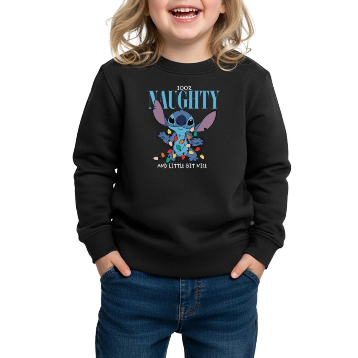 Sweatshirt Lilo & Stitch Weihnachten 100% Naughty Kinder Premium Pullover