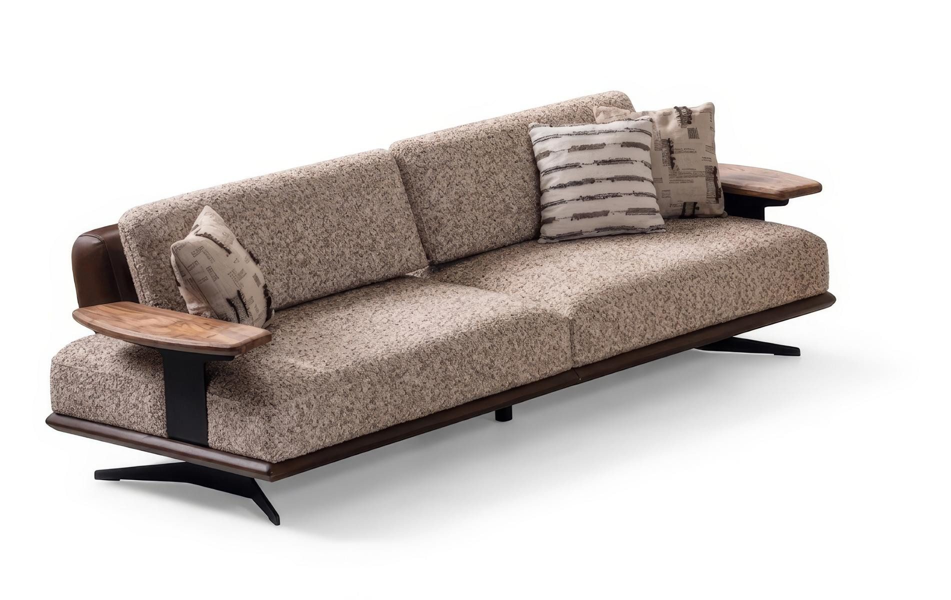 JVmoebel 3-Sitzer Sofa 3 Sitzer Modern Braun Edel Luxus Design Polster Couch, 1 Teile, Manuell verstellbar, Mit Kissen, Sitztiefenverstellung, Verstellbar
